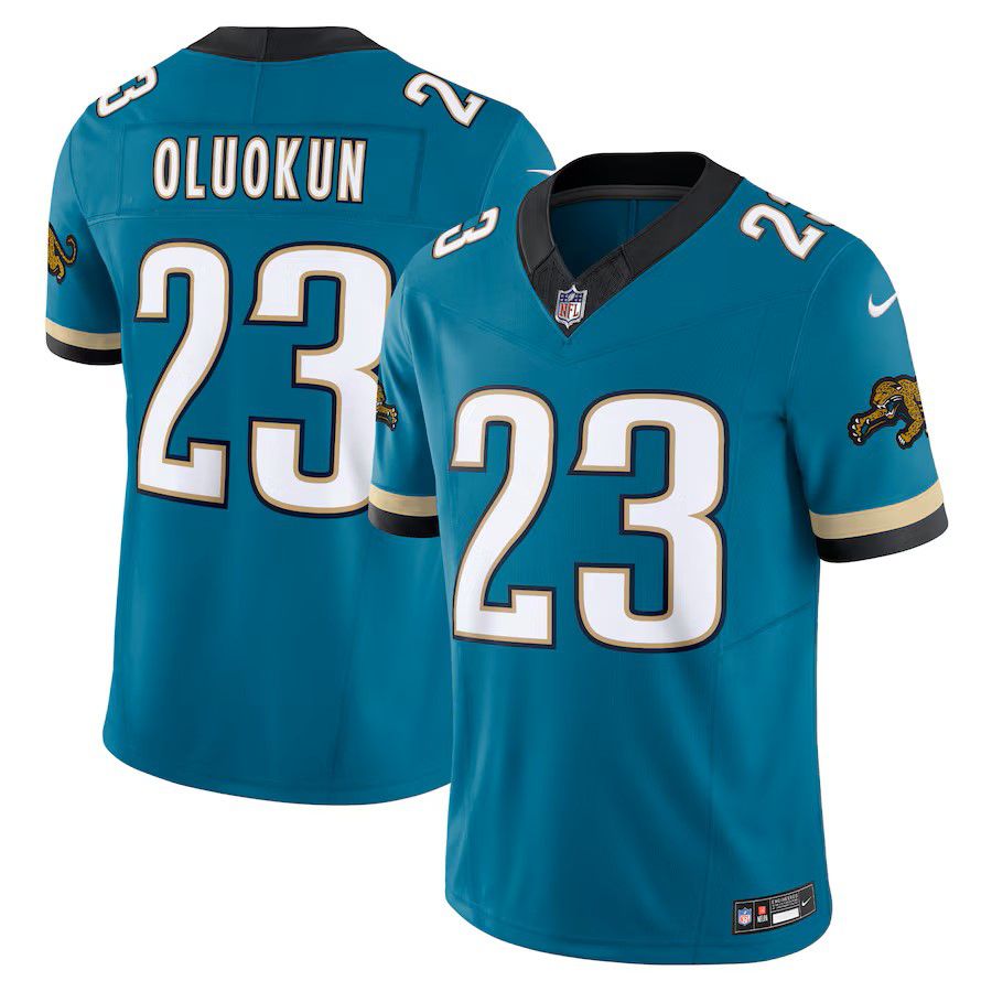 Men Jacksonville Jaguars #23 Foye Oluokun Green Nike Throwback Vapor F.U.S.E. Limited NFL Jersey->jacksonville jaguars->NFL Jersey